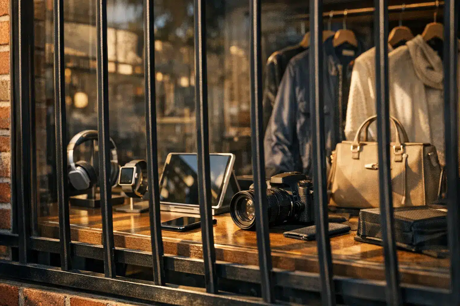Storefront display with electronics, camera, and handbag - Kansas City Crime Trends: What Business Owners Need to Know
